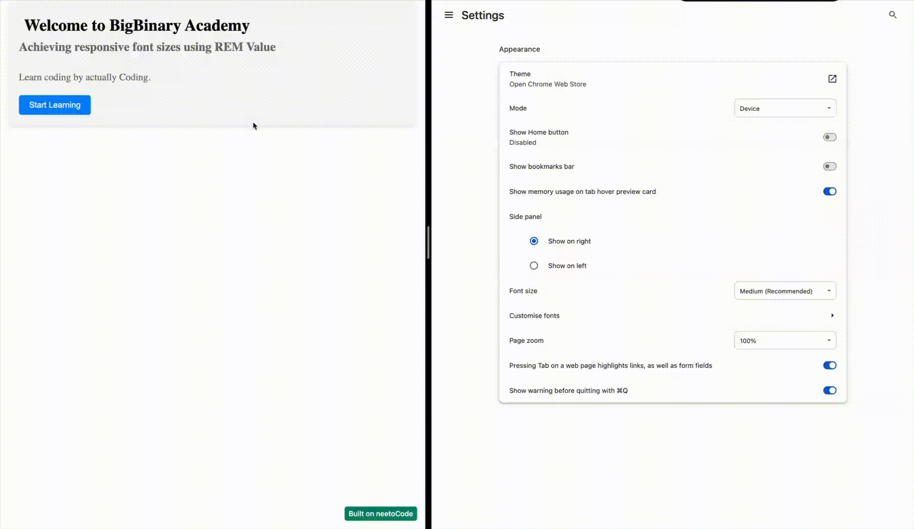 rem Practical Use - Learn CSS | BigBinary Academy